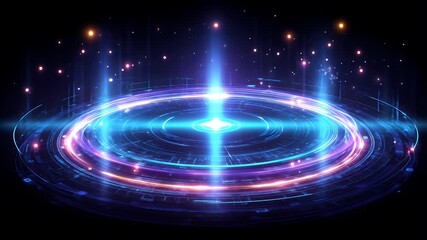 Wall Mural - vibrant digital vortex with glowing lights and particles, creating a futuristic atmosphere