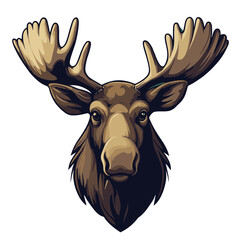 Poster - Simple flat cartoon icon depicting a moose head with antlers suitable for various design projects