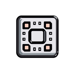 Poster - Simple flat cartoon icon of a QR code designed in a 2D style featuring clean lines and an isolated appearance for versatile use
