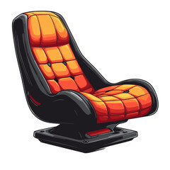 Poster - Simple flat cartoon icon of a racing seat showcasing a comfortable design with bold colors and a modern aesthetic in a stylized representation