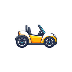 Poster - Flat cartoon icon of a simple roll cage design showcasing a sporty car silhouette in a playful style and vibrant colors