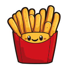 Poster - Smiling fries carton icon featuring cartoonish design and vibrant colors in a fun and playful style