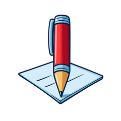 Poster - Simple flat cartoon status update icon featuring a pencil and paper for easy communication and note-taking tasks
