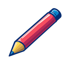 Poster - Simple flat cartoon icon representing a status update in a vivid and engaging design, featuring a pencil for clear communication of ideas