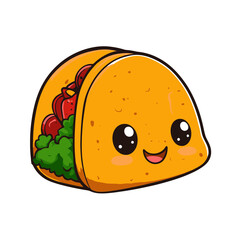 Poster - Cute cartoon taco character icon for food lovers and culinary design projects showcasing a joyful expression