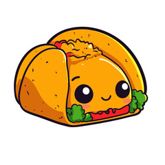 Poster - Cute taco character icon displays a friendly face with vibrant colors and simple design, perfect for food lovers and cartoon enthusiasts
