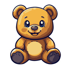 Poster - Simple flat cartoon teddy bear icon in cheerful design suitable for children's themes and decorations