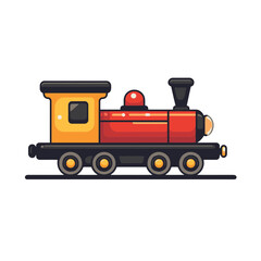 Poster - Colorful cartoon train icon featuring a simple flat design and vibrant hues for playful illustration in various applications