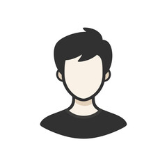 Fototapete - User profile icon representing a simple cartoon character with a minimalistic design in a flat 2D style for online use