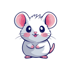Poster - White mouse cartoon icon featuring a friendly and cute character with large ears and a round body suitable for various designs