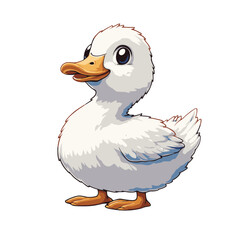 Poster - Charming white duck icon featuring a cute design ideal for playful themes or children's illustrations