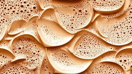 Aufkleber - Swirling patterns of foam create a textured surface in warm tones during afternoon light