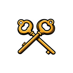Fototapete - Crossed keys icon in simple flat design perfect for digital illustrations and design projects