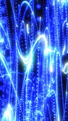 Aufkleber - Abstract blue digital rain with luminous vertical trails of particles, representing data streaming or futuristic visualization