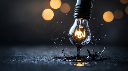 Poster - Ink Dripping from Fountain Pen Forming a Lightbulb Shape