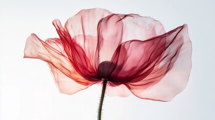 Poster - Translucent flower petals in shades of red and pink catch the light, creating an ethereal effect. The gentle breeze moves the delicate blooms during a tranquil daylight setting