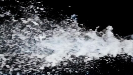 Poster - Dynamic liquid burst suspended against a void backdrop showcasing water droplets and splashing with a stark contrast and ethereal movement.