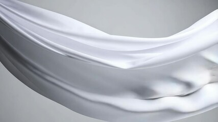 Poster - Elegant White Fabric Flowing Gracefully in Studio Setting, Gentle Motion, Clean Lines, Smooth Material, Soft Light, Minimalist Style