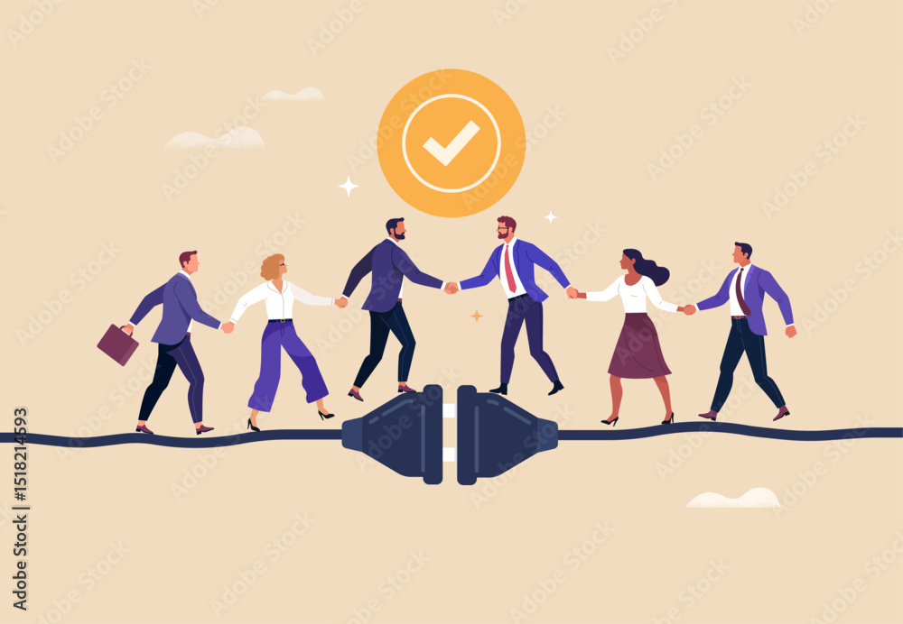 Business Connection Concept. Vector cartoon flat illustration of two ...