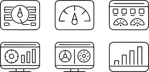 Poster - Speed Dashboard Interface Icons Set Editable Black Line Style