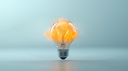 Poster - A surreal digitally rendered lightbulb emitting a striking futuristic glow creating a captivating and imaginative atmosphere