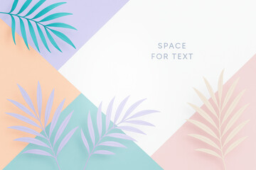 Poster - This minimal pastel design creates a calm space for creativity and focus using soft tropical leaves for a balanced composition