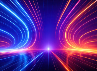 Poster - Dynamic energy flows converge along vibrant light paths symbolizing innovation and progress in a futuristic technology landscape