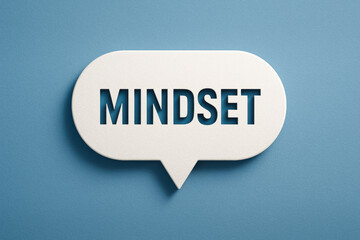 Poster - A minimalist digital artwork illustrates conceptual focus through a clean speech bubble symbolizing mindset and communication in business strategy
