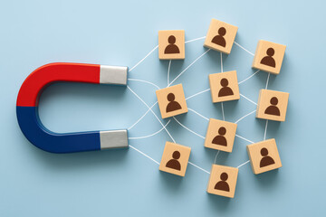 Poster - Attracting and engaging a network connections this magnetic strategy illustrates influence and relationship-building in business growth