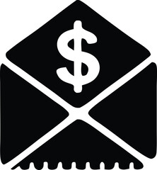 Poster - Black envelope icon featuring a prominent dollar sign graphic