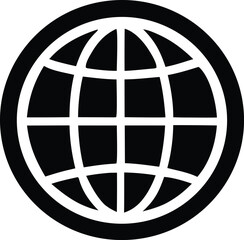 Poster - Bold black and white globe icon representing global connectivity and international reach