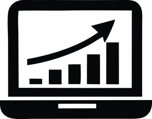 Poster - Laptop screen displaying upward trending bar graph showing business growth