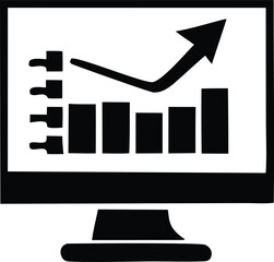 Poster - Computer screen displaying upward trending bar graph showing business growth and progress