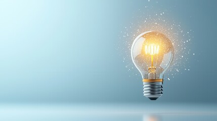 Poster - A warm glowing lightbulb suspended in a soft ethereal haze symbolizing creativity innovation and the power of ideas to illuminate the path forward