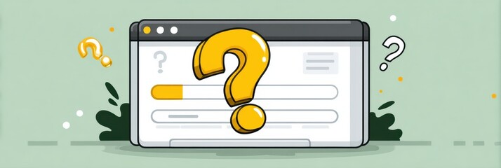 Fototapete - Illustration of a Question Mark Bouncing Around a Clean Interface Highlighting User Confusion and Interaction