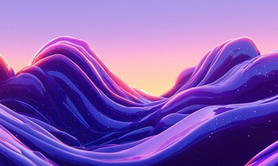 Poster - Abstract purple landscape, sunset, digital art, background, design