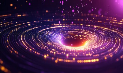Poster - Abstract swirling light vortex, cosmic background, energy flow, digital art, for tech visuals