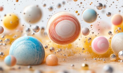Poster - Colorful spheres floating in liquid, abstract background, vibrant, decorative