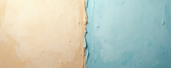 Poster - Two-tone textured backdrop with beige, light blue sections, split-screen effect for design projects, wallpaper, artistic backgrounds. Modern minimalism. Textures ideal web design, mobile app, banner,