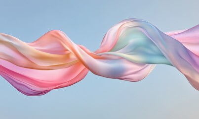 Aufkleber - Flowing pastel fabric, outdoor, sky background, design element