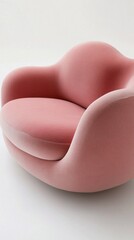 Poster - A modern pink chair with smooth curves is prominently displayed against a plain background. Its design emphasizes comfort, making it an ideal piece for contemporary living spaces