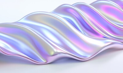 Poster - Iridescent liquid swirls on white background; abstract design for website or presentation