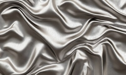 Aufkleber - Silver silk fabric texture background, draped waves, luxurious textile