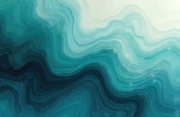 Poster - Abstract art background. Teal blue, green gradient paint with liquid fluid grunge texture. Conceptual AI-generated image of water waves, sea surface, ocean currents.