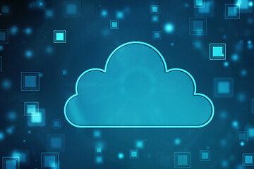 Leinwandbilder - 2d illustration of Cloud computing, Digital Cloud computing Concept background. Cyber technology, internet data storage, database and data server concept