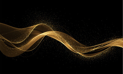 Aufkleber - Abstract shiny color gold wave design element