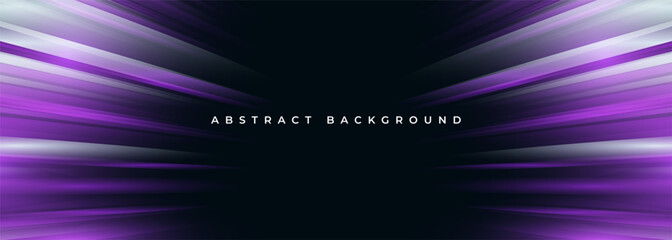 Leinwandbilder - Black and purple wide modern abstract technology background with glowing high-speed and movement light effect. Vector illustration
