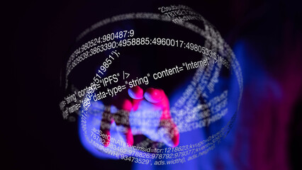 Aufkleber - Futuristic digital sphere with glowing code,data, internet, technology concept.