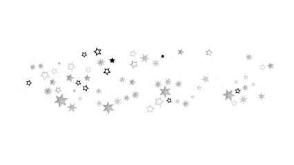 Poster - Abstract image of scattered silver stars on a black background. The stars are of different sizes and sparkle, creating a dreamy and magical atmosphere.