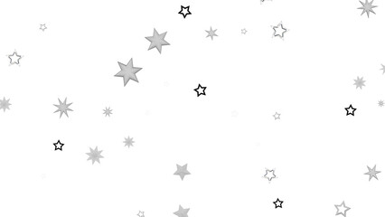 Poster - A simple abstract graphic with silver stars scattered on a black background. The stars are various sizes and give off a bright, shiny and sparkling feel.